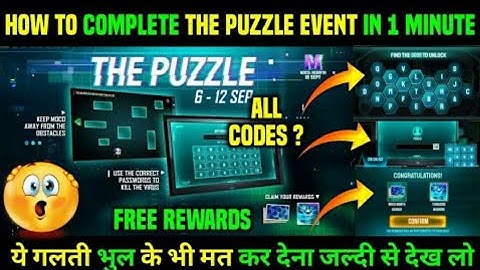 HOW TO COMPLETE THE PUZZLE EVENT IN FREE FIRE | Free Fire 🔥 NEW EVENT | COMPLETE IN 1 Minute😮