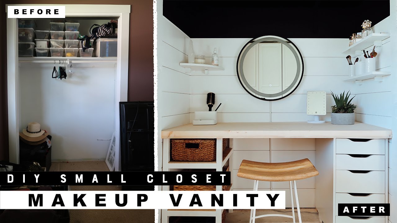 Small Closet Into A Diy Makeup Vanity, Makeup Vanity In Bathroom Or Closet