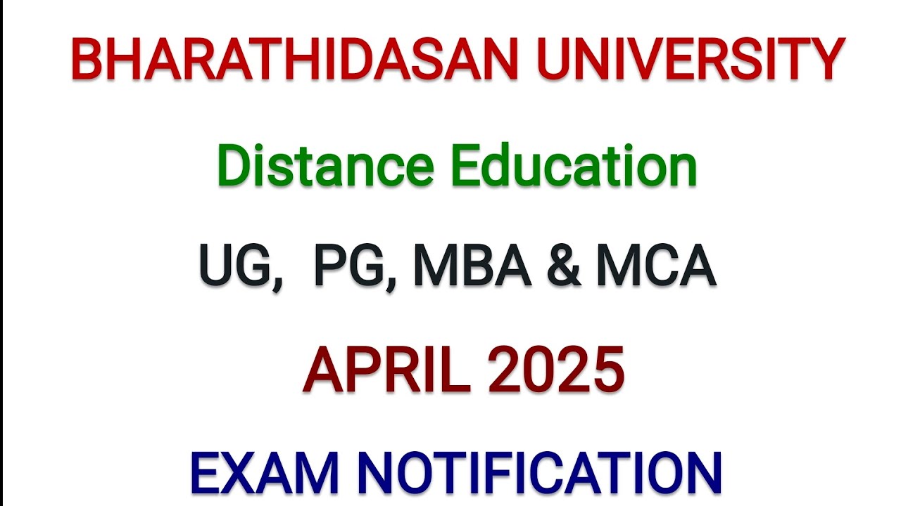 Bharathidasan University Distance Education Exam Notification April 2025