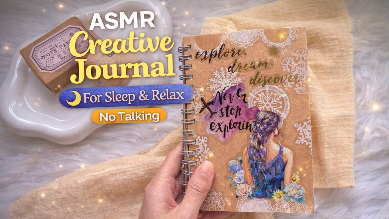 ASMR Creative Journal #24 📓 Aesthetic Scrapbooking Sounds | Relaxing No Talking