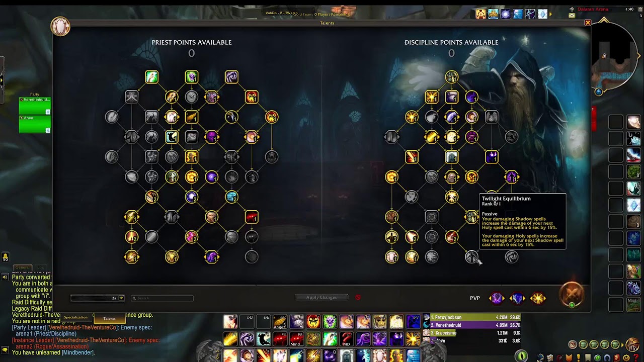 WoW arena time learning disc priest