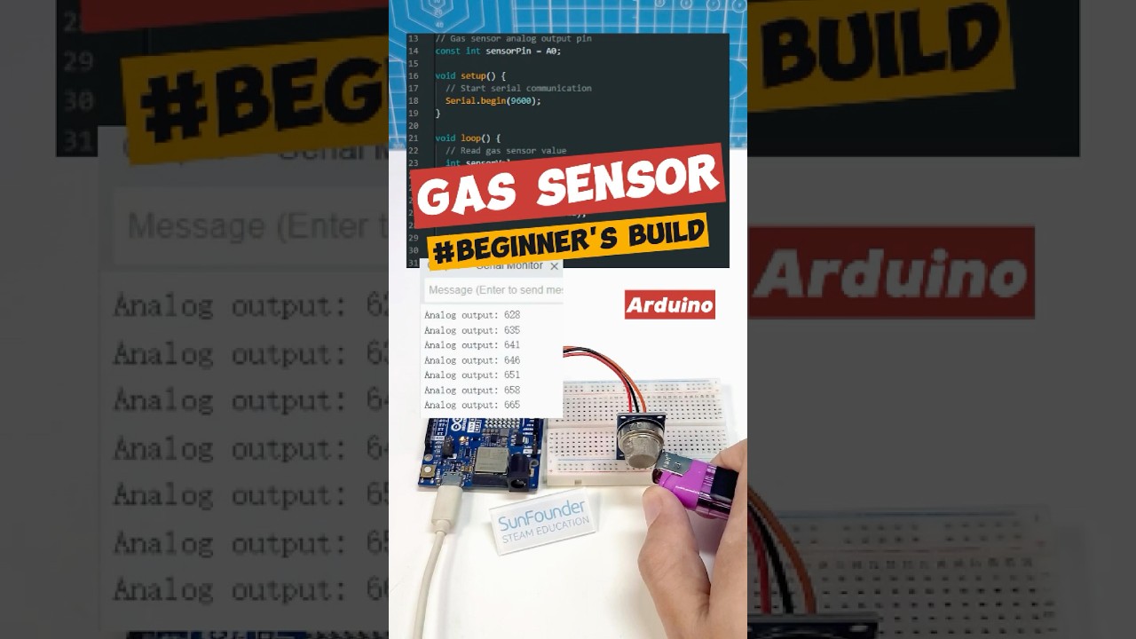 Тест газового датчика на Arduino – смотрите, как он реагирует в реальном времени! ⚠️ 