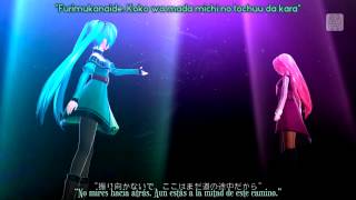 Video thumbnail of "Hatsune Miku & Megurine Luka - Akatsuki Arrival (Project DIVA F 2nd) sub Romaji y Español"