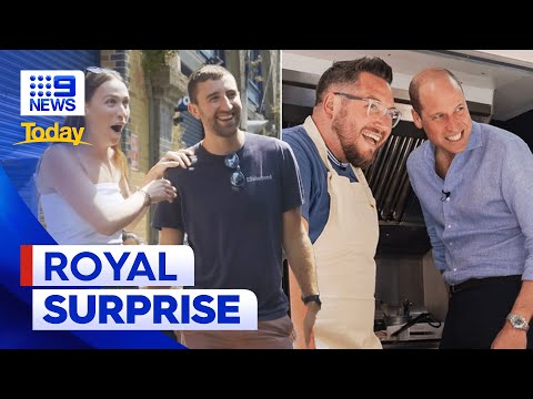 Prince William surprises diners by serving food truck burgers | 9 News Australia