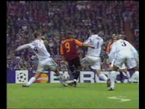 Gol Totti al Bernabeu 2002 storico con commento di C.Zampa.avi