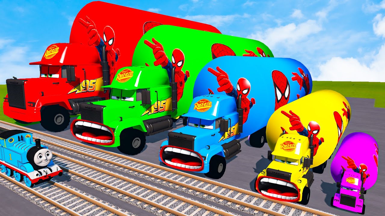 Big & Small McQueen vs Chick Hicks vs Tow Mater vs King Dinoco vs Duch Hudson - BeamNG.Drive 