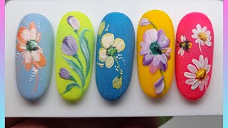 Easy beautiful flowers for nail art🌼the magic of design