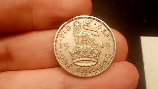 UK GEORGE VI 1949 ONE SHILLING COIN VALUE + REVIEW