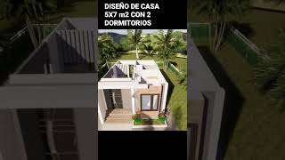 DISEÑO DE CASA PEQUEÑA 5X7 METROS CON DOS DORMITORIOS. CASA CON POCO PRESUPUESTO