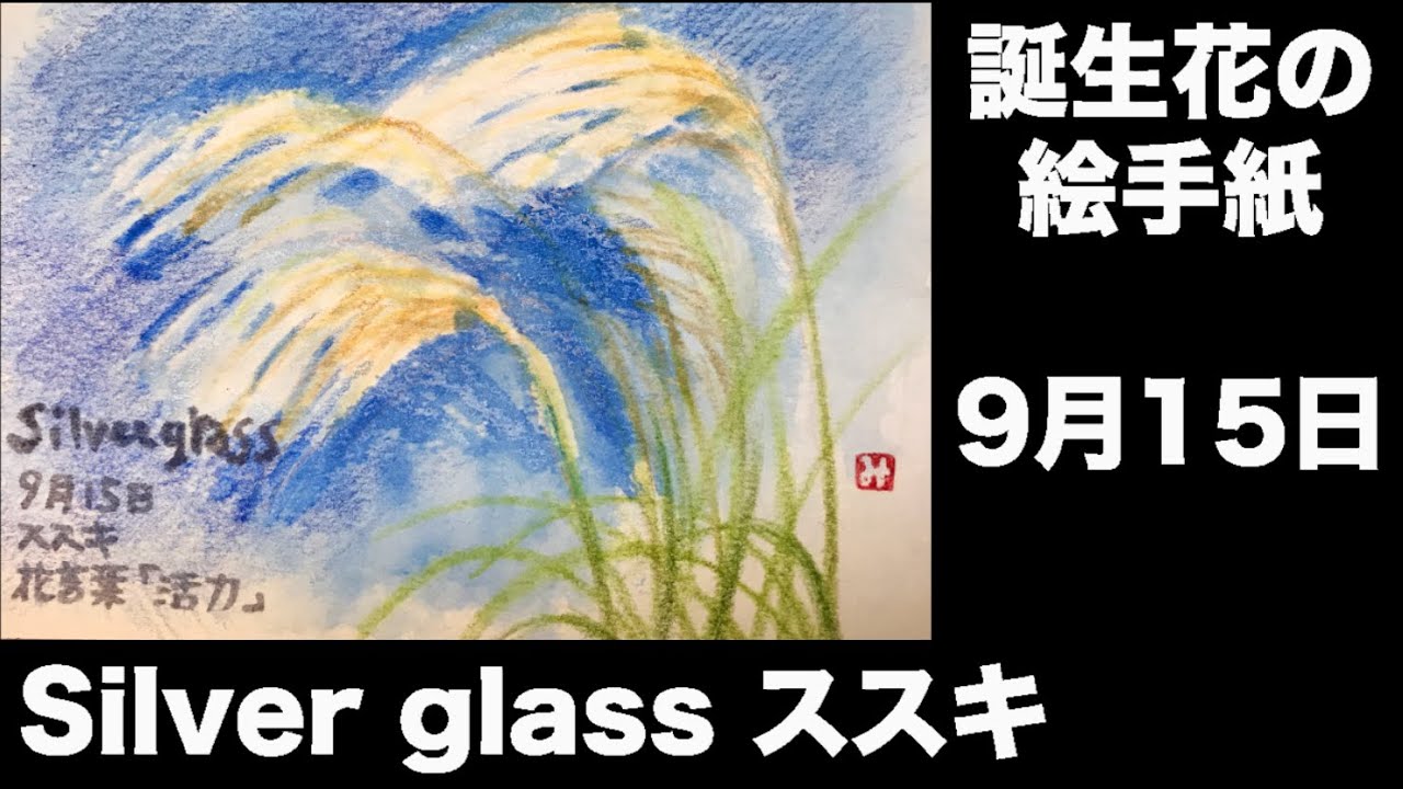 誕生花の絵手紙 9月15日 Silver Glass ススキ Youtube