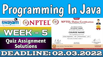 NPTEL PROGRAMMING IN JAVA WEEK 5 ASSIGNMENT ANSWERS | 2022