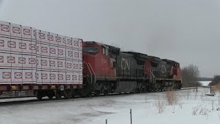 CN Train Spotting HD: DASH 8's!!! | CN 2139 & 2144 Leads CN 416 At Acheson AB 1/7 12/27/13