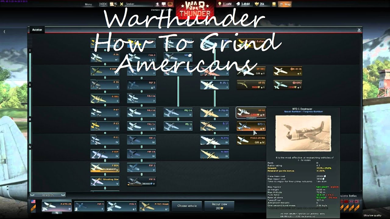 Warthunder How To I Grind American Planes Tech Line Tutorial Youtube