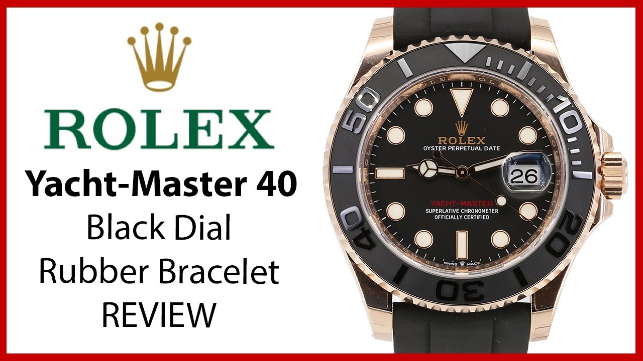 ▷Rolex Yacht-Master 40 Rose Gold Black Dial Matt Black Bezel Rubber  Bracelet - REVIEW 126655 - YouTube