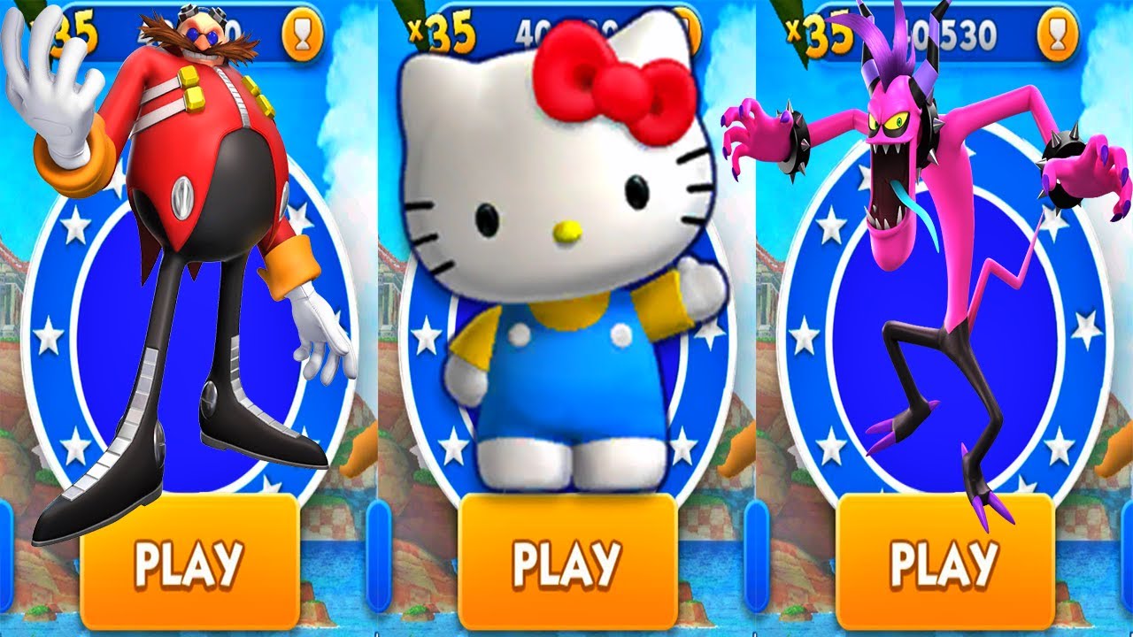 SONIC DASH - Hello Kitty! Unlocked vs All Bosses Zazz Eggman Run Gameplay
