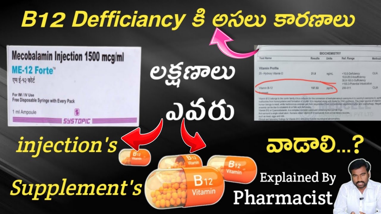 Vitamin B12 Deficiency Main Causes | Symptoms which one is best |  supplements injections
