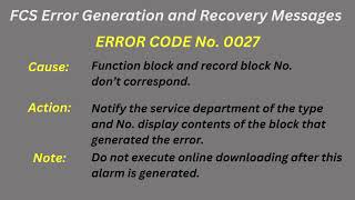 FCS Error Generation and Recovery Messages, Error 0027 by Instrumentation & Control 24 views 2 months ago 49 seconds