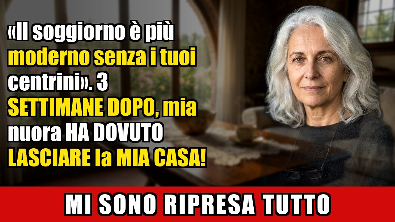 A 72 anni, mi sono ritrovata a bere un caffè freddo in quella che era casa mia, mentre mia nuora decideva ogni mio minuto. "Domani prendi i bambini a scuola e portali a lezione", mi ha ordinato,...