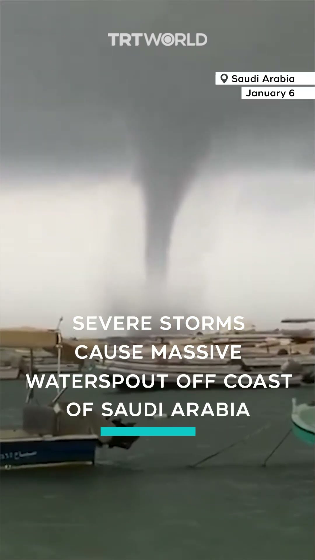Severe storms cause massive waterspout off coast of Saudi Arabia