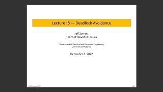 SE 350 Lecture 18: Deadlock Avoidance