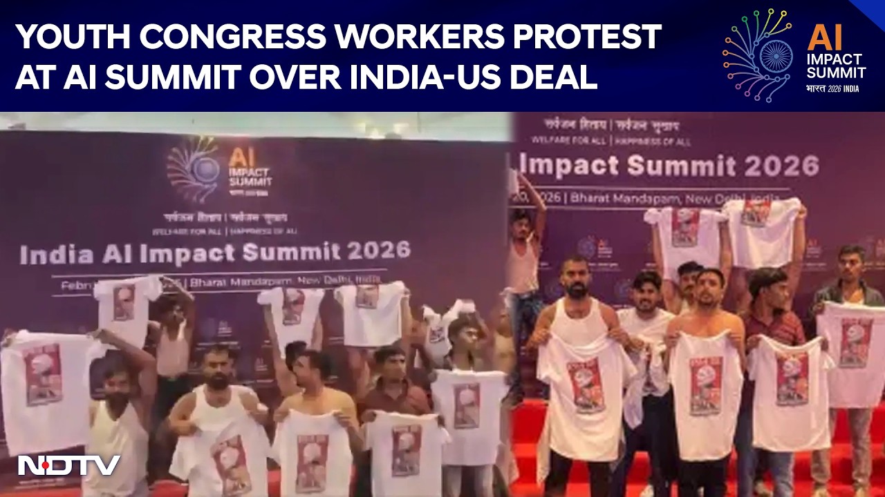 India AI Summit | Youth Congress Workers Protest At AI Summit Over India-US Deal