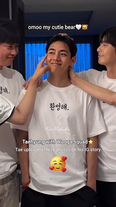 Taehyungie with Wooga squad, he's so adorable and cute🐻💕 #shorts #taehyung #bts #taekook #trending