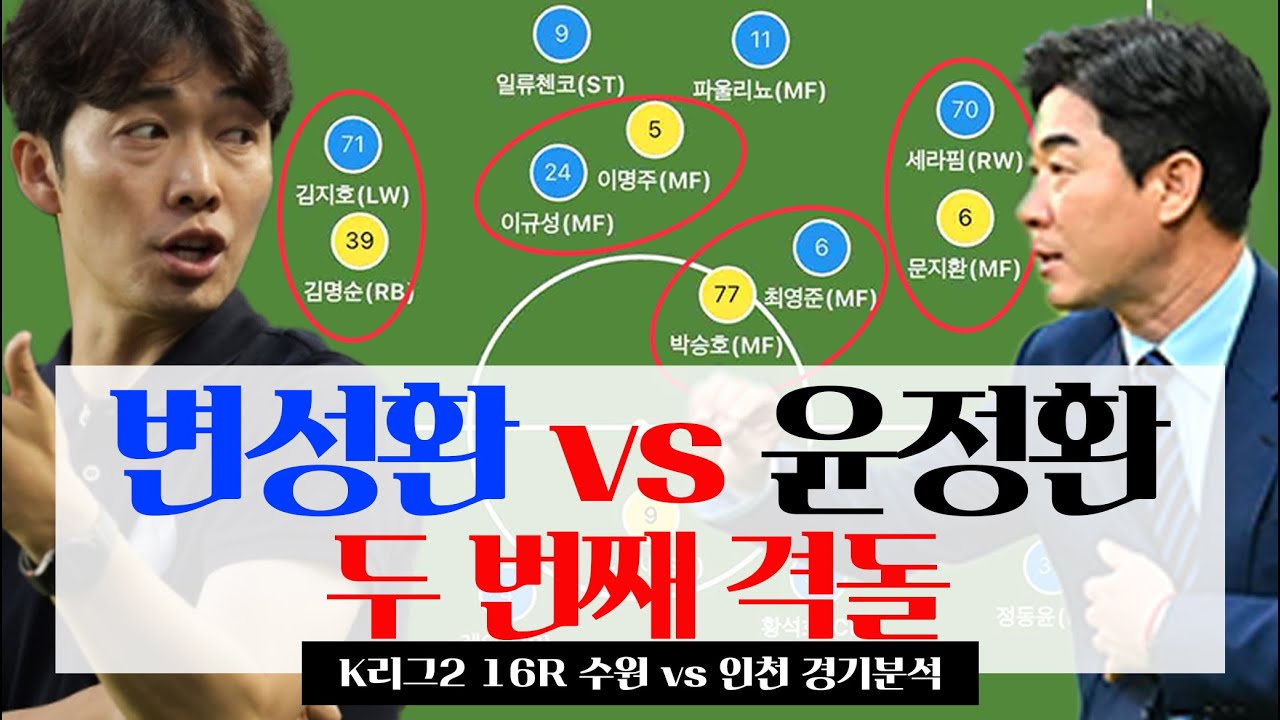 성공할 뻔 했던 변성환 감독의 전략 | K리그2 16R 경기분석(수원 vs 인천)