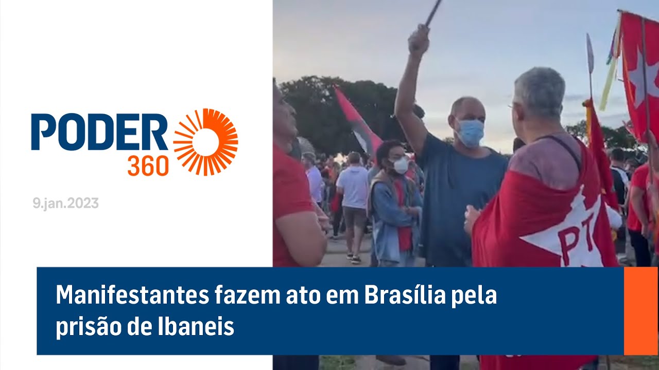 Manifestantes fazem ato em Brasília pela prisão de Ibaneis