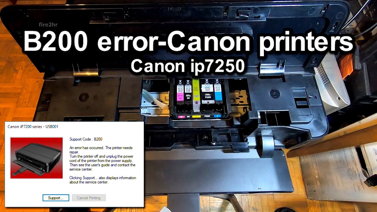 canon printer error message b200