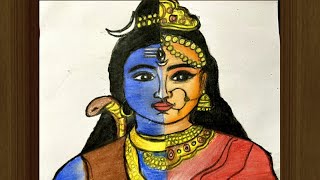 beautiful half shiva half parvati drawing #shorts #shivadrawing #shivparvatidrawing