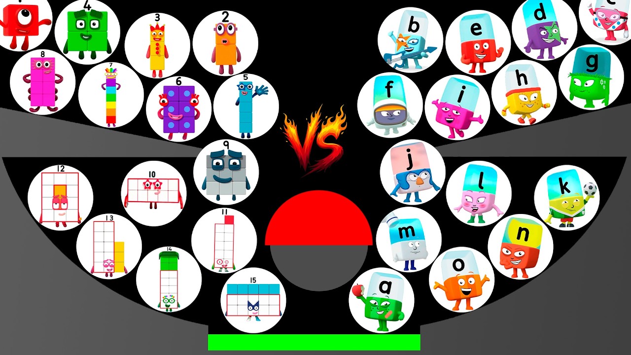 15 Numberblocks vs 15 Alphablocks | Who Will Win at Marble Race in Algodoo?