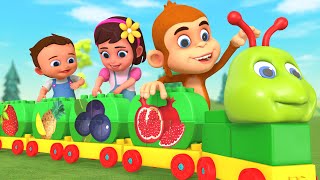 learn fruits names for children with little babies fun play caterpillar train building block toys 3d