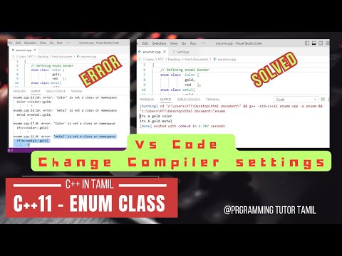 Solved Error: 'Enum Class name' is not a class or namespace | add c++11 compiler in VS CODE