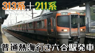 313系8000番台S1＋211系LL17普通熱海行き六合駅発車（2024年5月25日撮影）