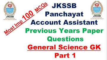 General Science GK Part 1 Jkssb Exam For Panchayat Account Assistant | Mind Mapping GK | Jkssb |