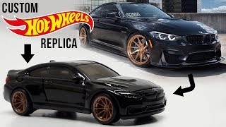 Custom Hot Wheels BMW M4 with Duckbill Spoiler and 3D printed wheels