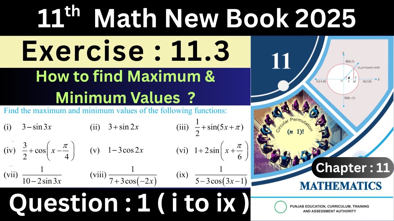 Mini Vs Max Math Ex 11.3 | Q.1 (i to ix) | CH : 11 | 1st Year Math | New PTB 2025 | Max ...