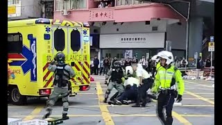 תיעוד קשה מהונג קונג: מפגין נורה באמצע הרחוב, אחר הוצת