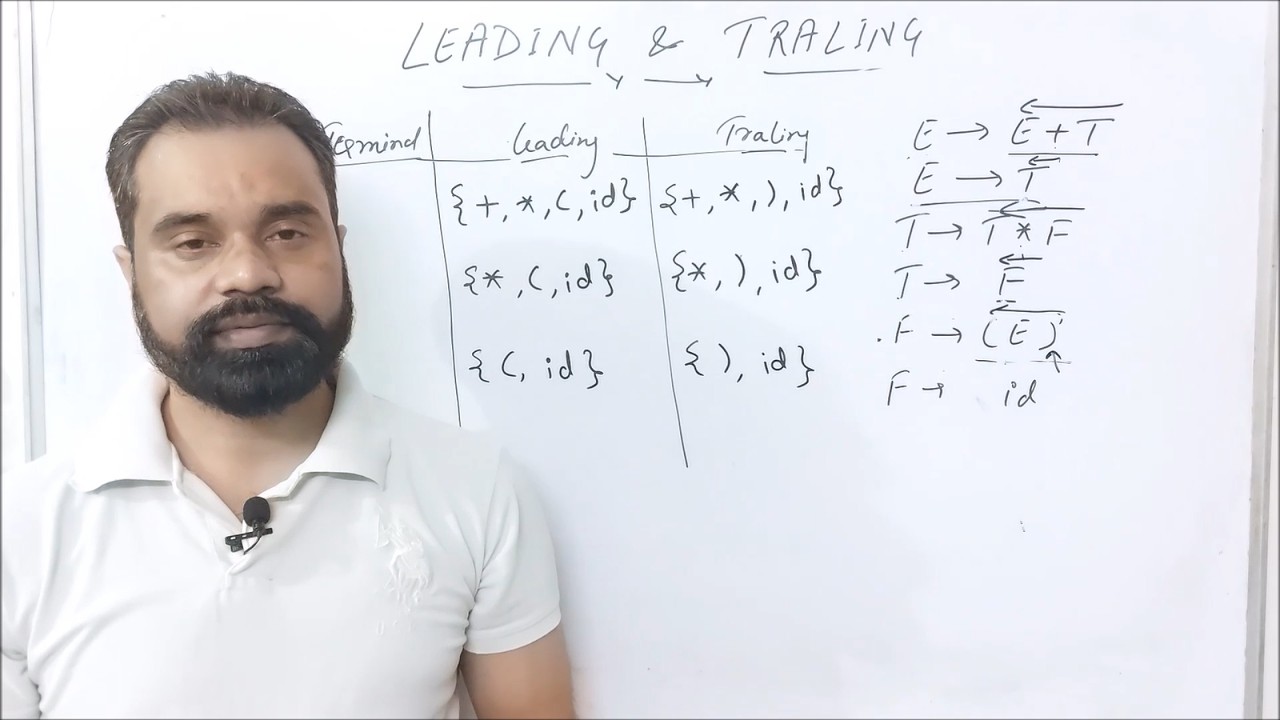 Leading and Trailing | Example | Part 1 | Compiler Design | By ...