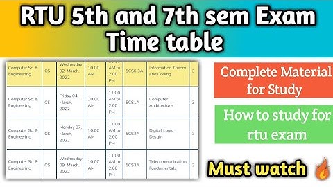 RTU 5th and 7th sem exam time table released 🔥| RTU odd sem exam | How to study for rtu exam💡