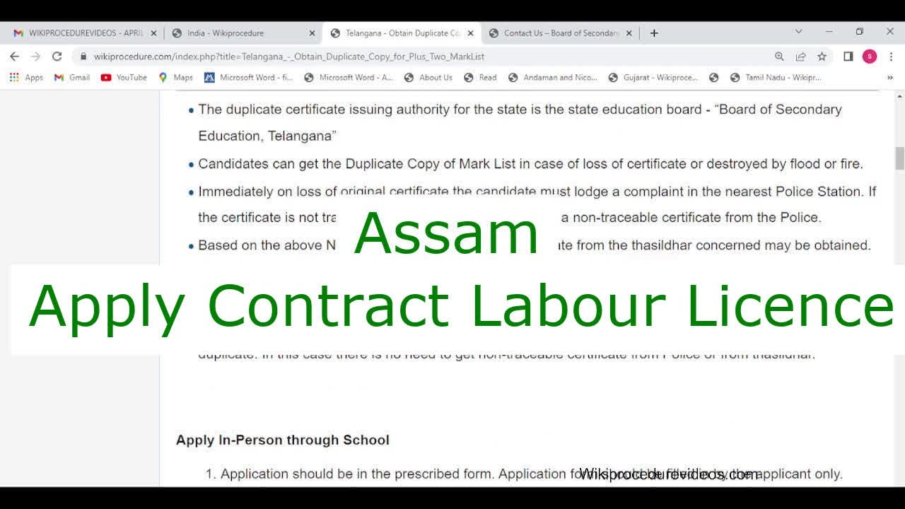 Assam Obtain Contract Labour Licence for Contractor YouTube