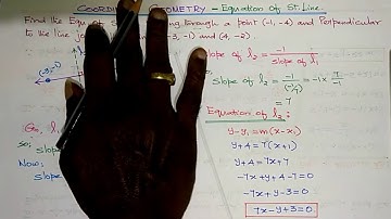 Coordinate Geometry - Find the Equation of Perpendicular St line passes through a point.