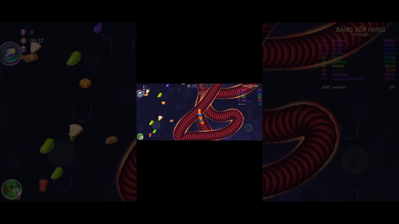 worms Zone io Hungry Snake Game No death mod gameplay vi deo