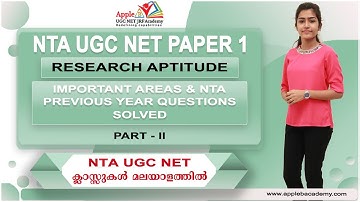 RESEARCH APTITUDE | NTA UGC NET PAPER 1 | IMPORTANT AREAS & NTA QUESTIONS SOLVED | APPLE B ACADEMY