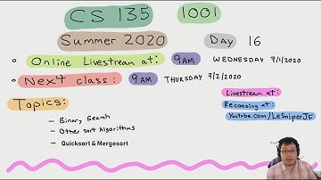 CS 135 1001 Computer Science I: Summer II 2020 Day 16 Livestream (Youtube Live Raw)