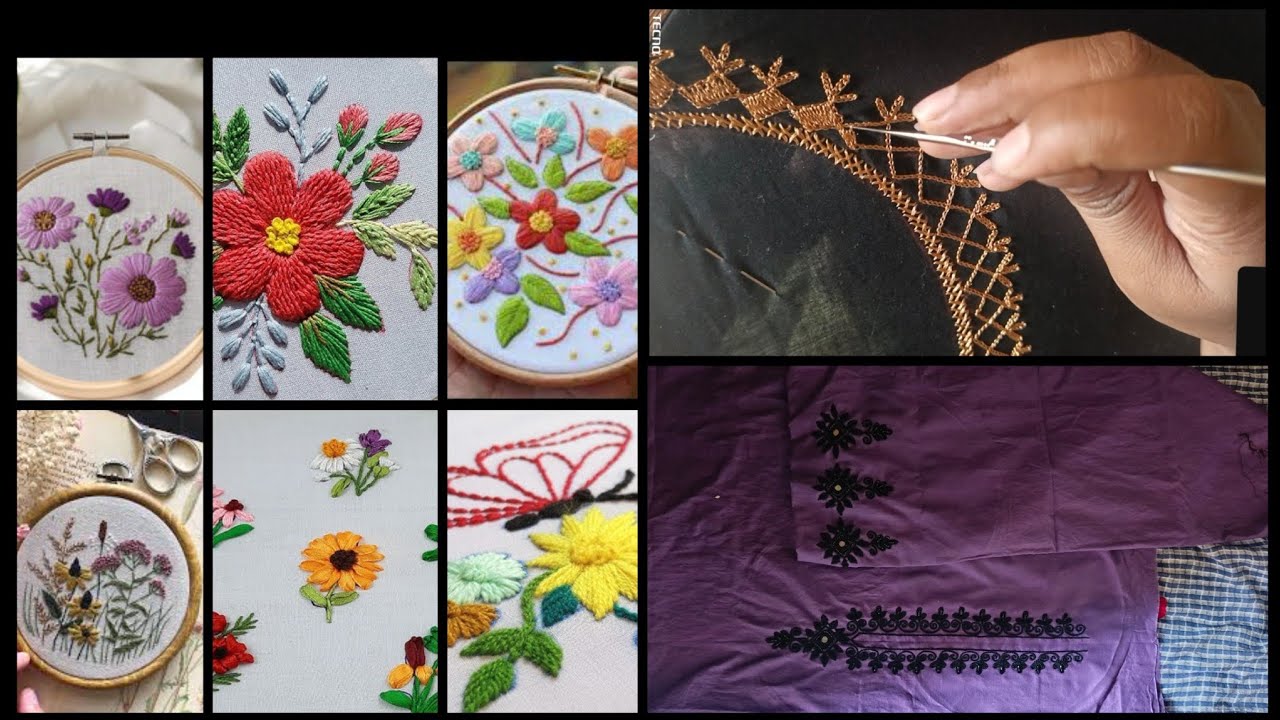 Latest Hand Embroidery Dress Design with Mixed Flowers 💐