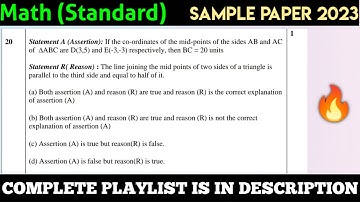 Class 10 Standard Math Sample paper 2023 | Q 19 Assertion and Reason based problems