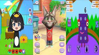 Talking Tom Cat Vs My Talking Numberblocks Vs Talking Sprunki Gugugaga Penguin - All Foods