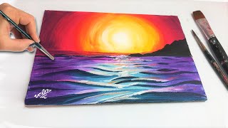 acrylic ocean sunset painting easy tutorial seascape malen acrylfarben mit abstrakt