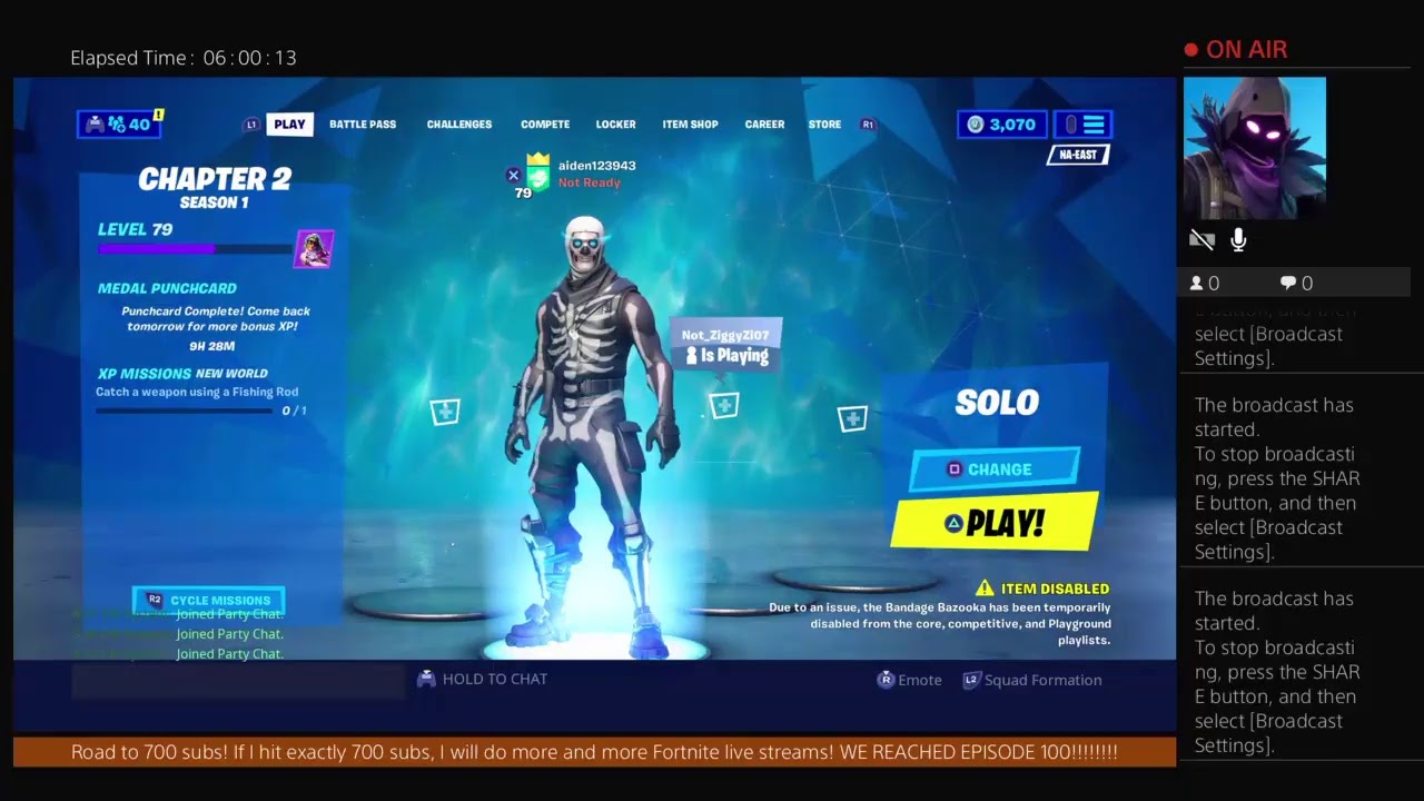 aiden123943's Live PS4 Broadcast: Best Fortnite Ever 100